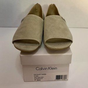 Calvin Klein Flats Eve Dusty Suide with Zipper on Back. 7.5Medium